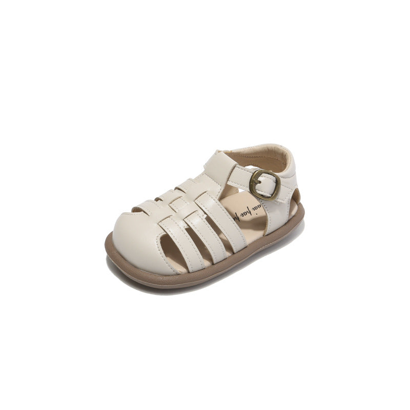 Girls' Closed Toe Children's Shoes Toddler Shoes Woven Hollowed Roman Shoes