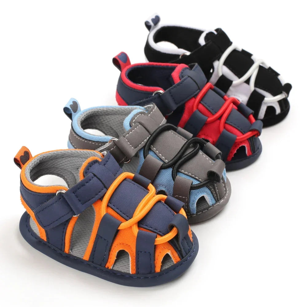 VALEN SINA Summer New Kids Newborn Baby Boys Fashion Summer Soft Crib Shoes First Walker Anti Slip Baotou Sandals Shoe