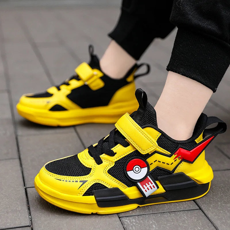 Pokemon Pikachu Children Sports Shoes Spring and autumn Fashion Anime Boy Sneakers Student Breathable Non-slip Running Shoe