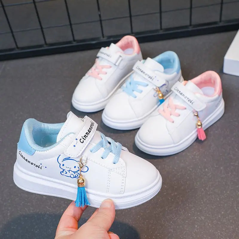Sanrio Girls's Fashion Cute Cartoon Cinnamoroli Casual Sports Shoes Kid's Lovely Tassels Anti-skid Sneakers Children Board Shoes