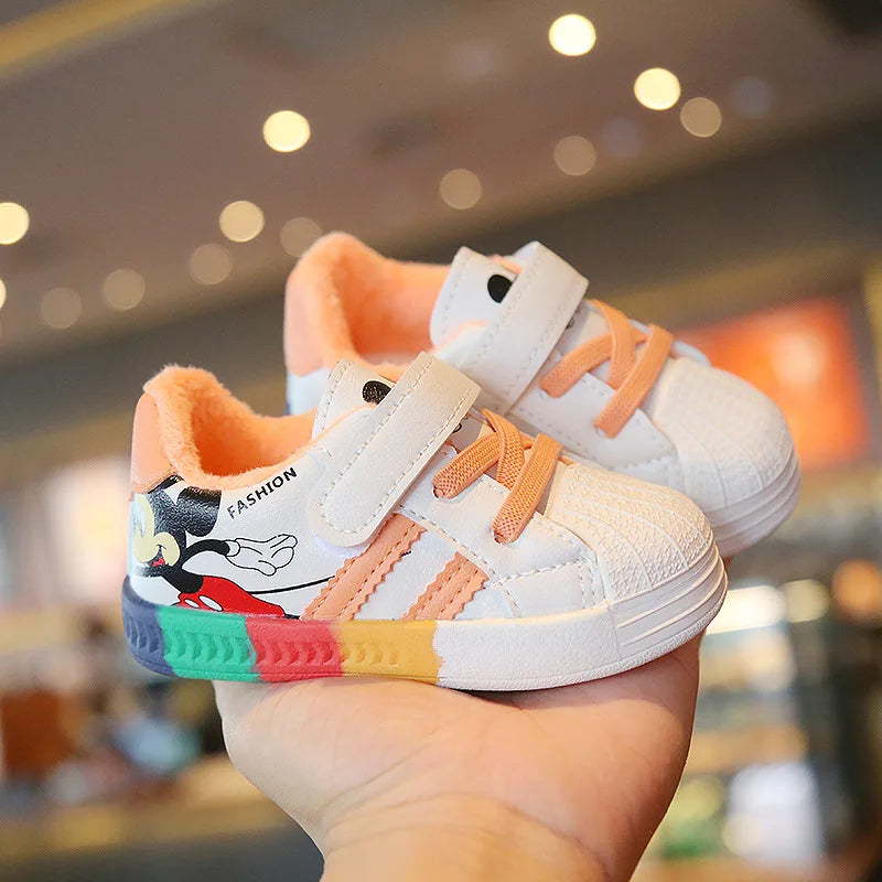 Mickey Minnie Children Casual Shoes Girls Boys Sneakers Kids Breathable Soft Sport Shoe Baby Toddler Outdoor Sneaker Spring