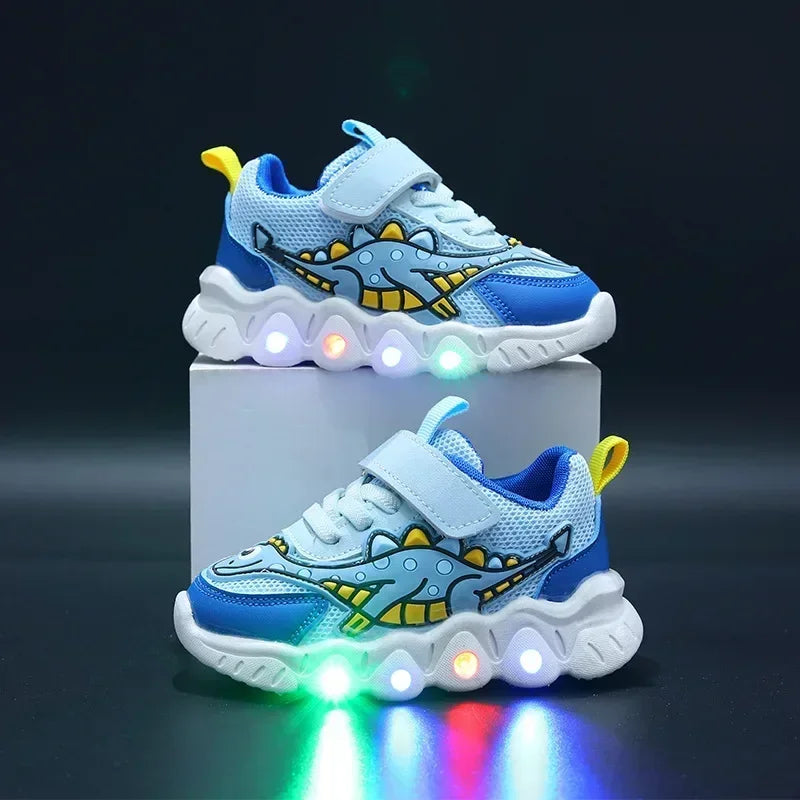 LED Children Cute Cartoon Boys Casual Sneaker for Children Shoes Girl Mesh Breathable Lighting Shoes Baby Illuminated Shoe
