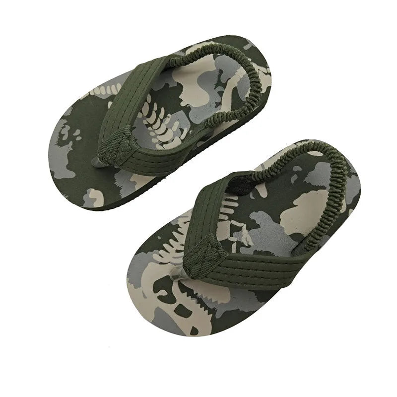 2025 Summer Children Cute Cartoon Animal Slippers Beach Shoes Kids Flip Flops Elastic Band Anti-slip Sandals Boys Girls Slippers