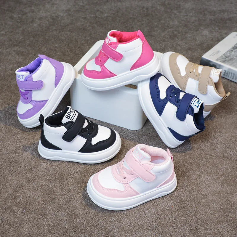 Fashion Kids Sneakers Spring Autumn High Top Breathable Casual Shoes Girls Non-slip Board Shoes Boys Outdoors Basketball Shoes