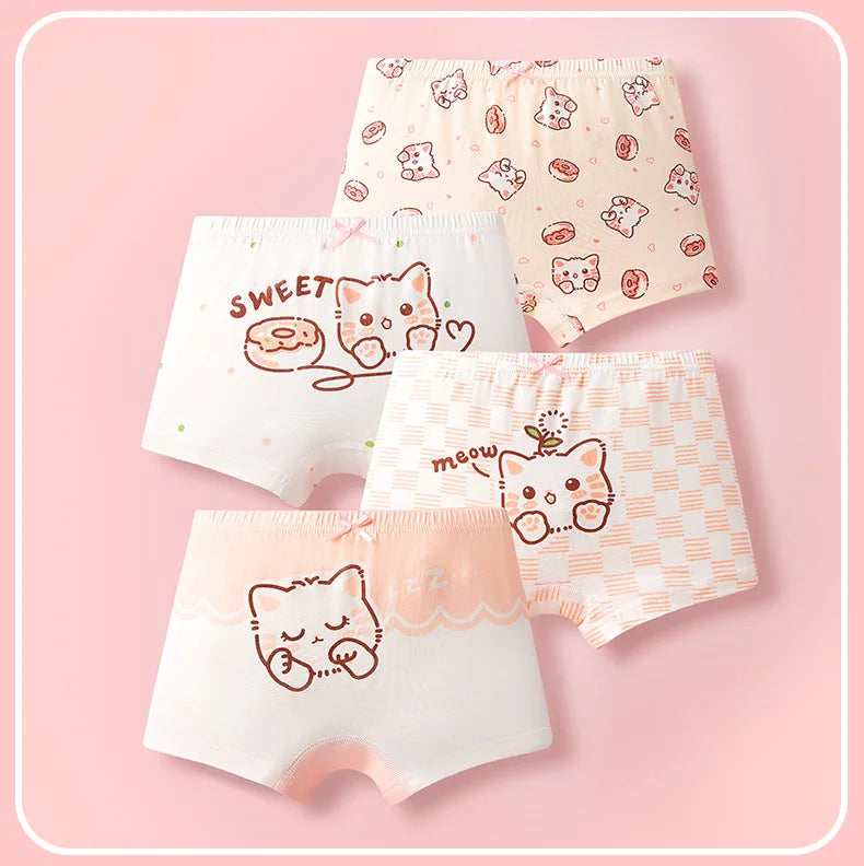 4pcs Cotton Girls Soft Panties Baby Lovely Character Pattern Cartoon Panty Students Boxer Briefs Kids Underwears Children Boxers