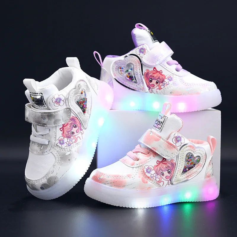 Glowing Cute Cartoon Kids Shoes for Girls Sneakers Led Children  Girls Luminous Sneaker