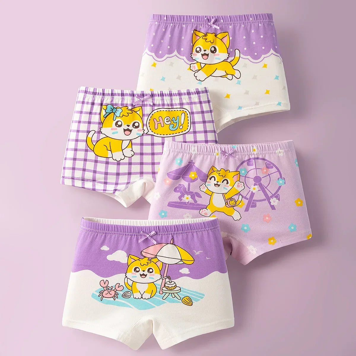 4pcs Cotton Girls Soft Panties Baby Lovely Character Pattern Cartoon Panty Students Boxer Briefs Kids Underwears Children Boxers